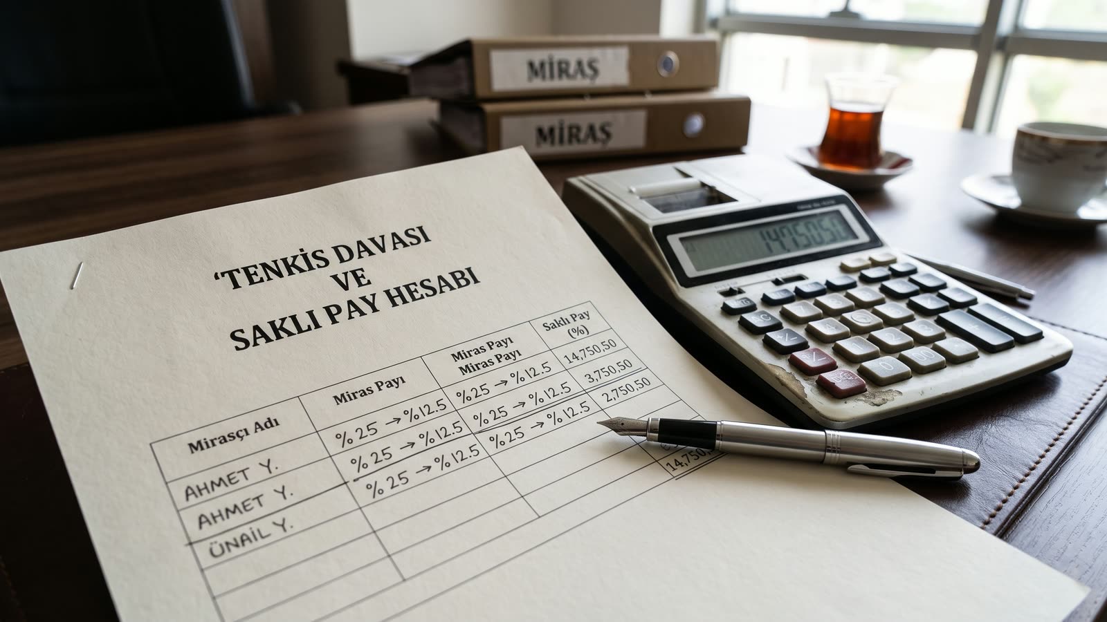 Tenkis davası ve saklı pay hesabı tablosu